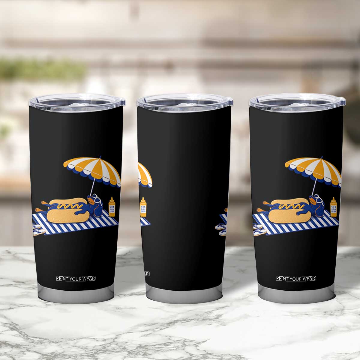 Funny Sausage Dog Tumbler Cup Retro Summer Hot Dog Graphic Dachshund Dog Lover Gift