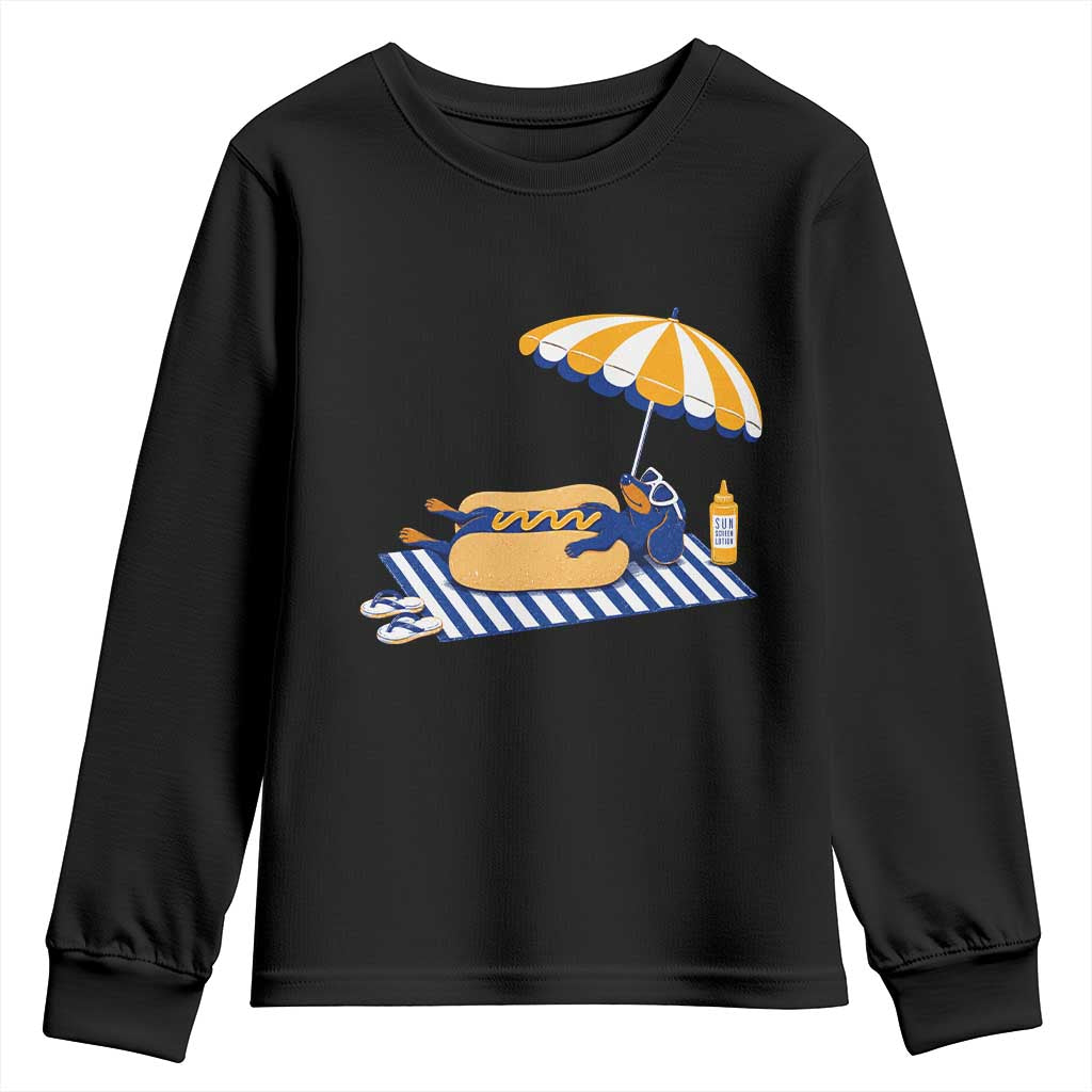 Funny Sausage Dog Youth Sweatshirt Retro Summer Hot Dog Graphic Dachshund Dog Lover Gift