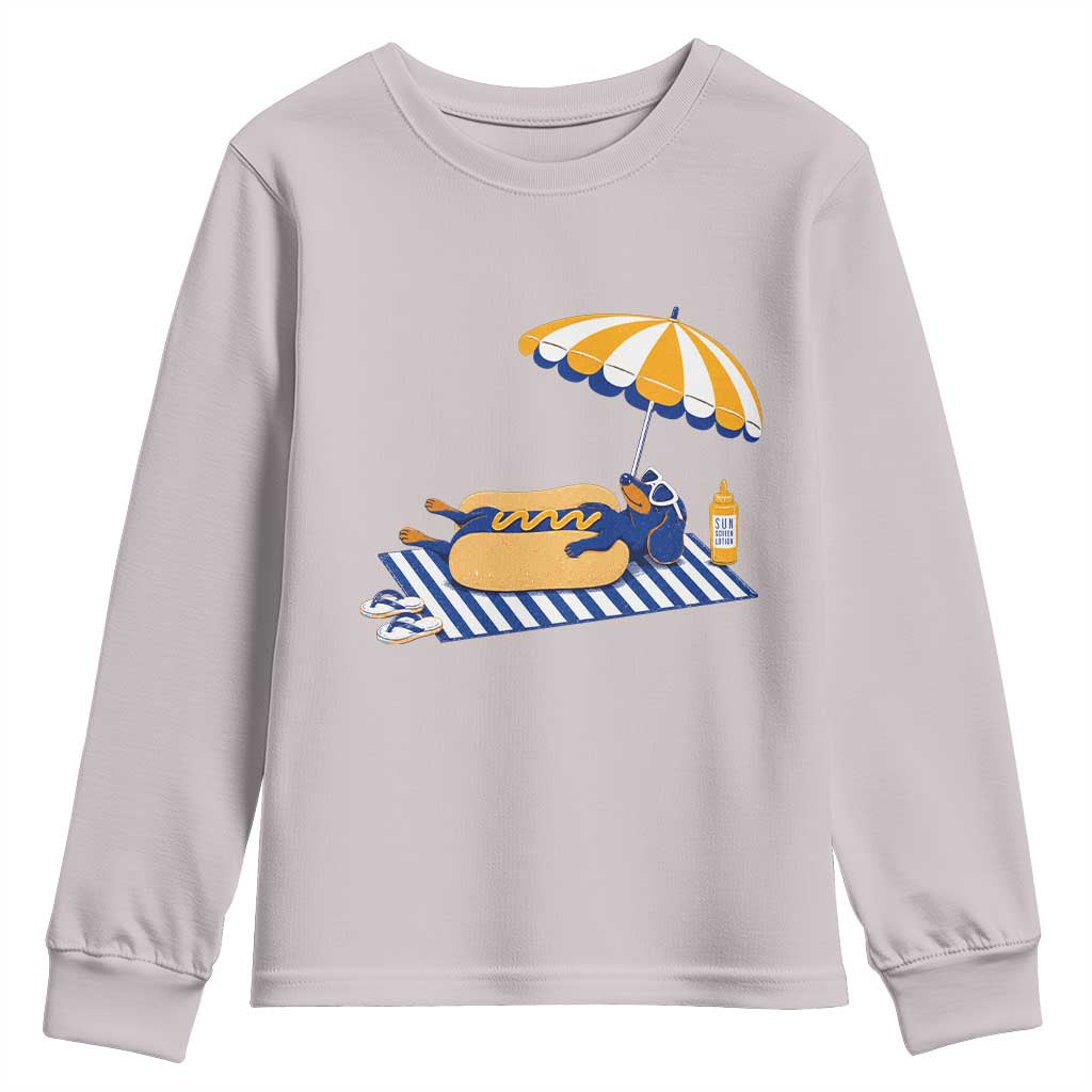 Funny Sausage Dog Youth Sweatshirt Retro Summer Hot Dog Graphic Dachshund Dog Lover Gift