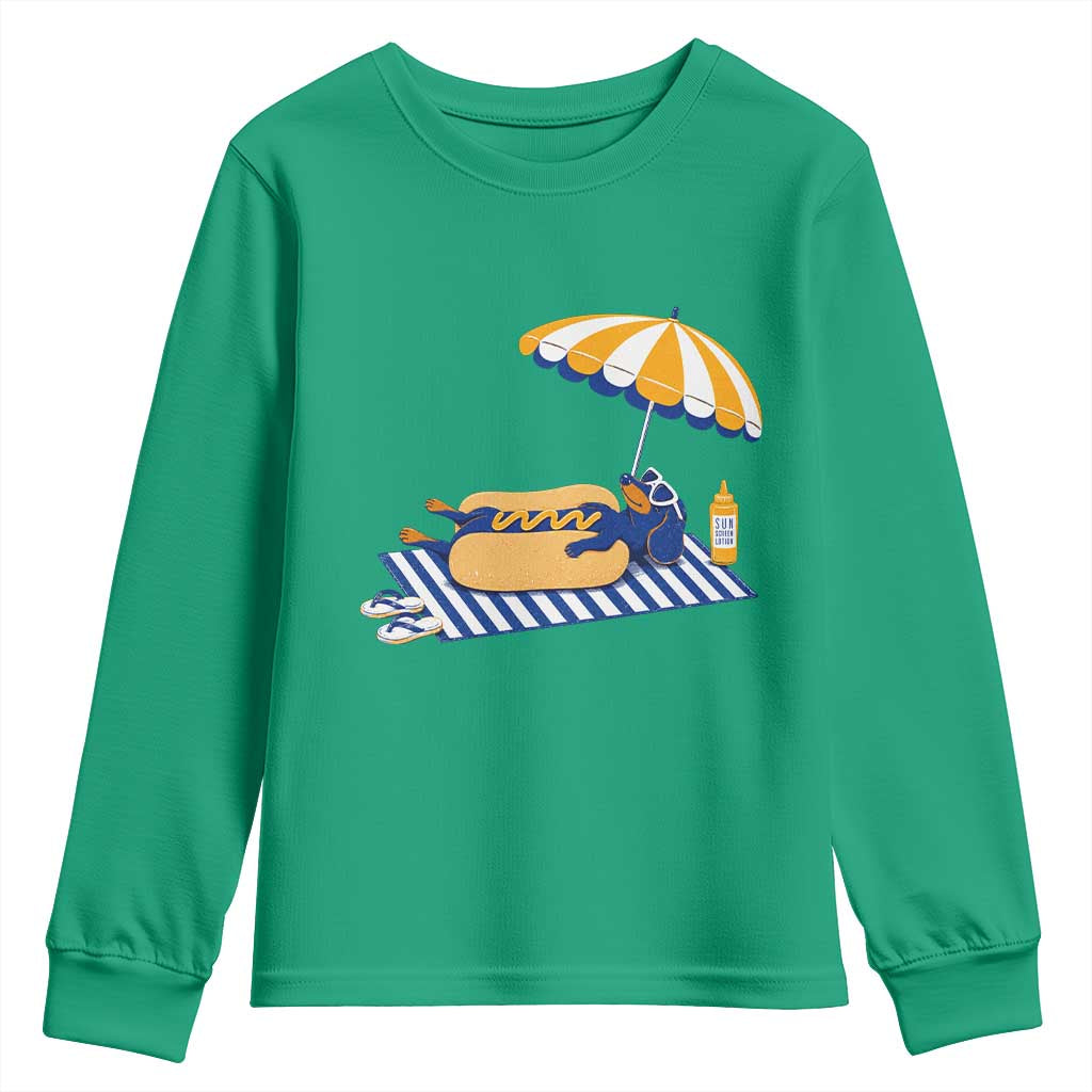 Funny Sausage Dog Youth Sweatshirt Retro Summer Hot Dog Graphic Dachshund Dog Lover Gift