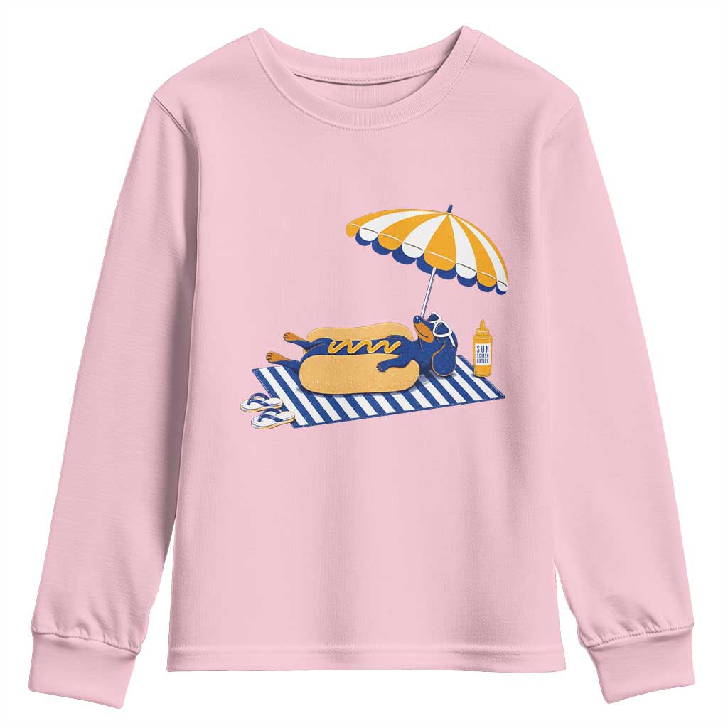 Funny Sausage Dog Youth Sweatshirt Retro Summer Hot Dog Graphic Dachshund Dog Lover Gift