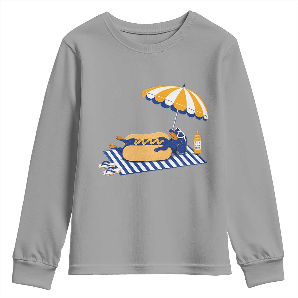Funny Sausage Dog Youth Sweatshirt Retro Summer Hot Dog Graphic Dachshund Dog Lover Gift