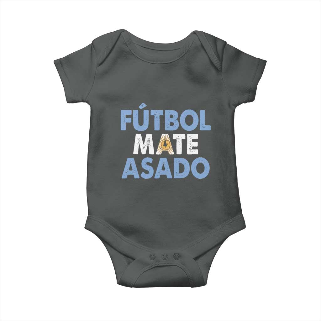 Futbol Mate Asado Argentina Soccer Fan Baby Onesie Argentinian Flag Pride Vintage Football Lovers TS10 Dark Heather Print Your Wear