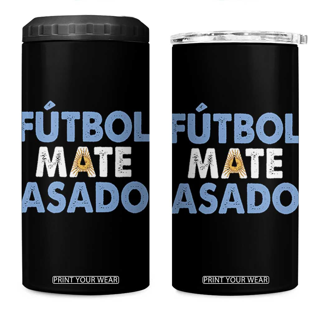Futbol Mate Asado Argentina Soccer Fan 4 in 1 Can Cooler Tumbler Argentinian Flag Pride Vintage Football Lovers TS10 One Size: 16 oz Black Print Your Wear