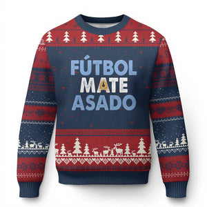 Futbol Mate Asado Argentina Soccer Fan Ugly Christmas Sweater Argentinian Flag Pride Vintage Football Lovers TS10 Navy Red Print Your Wear