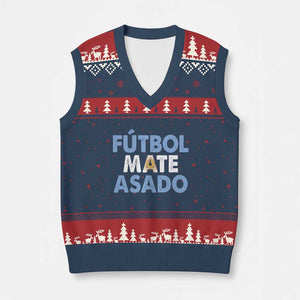 Futbol Mate Asado Argentina Soccer Fan V-Neck Knit Sweater Vest Argentinian Flag Pride Vintage Football Lovers TS10 Navy Red Print Your Wear