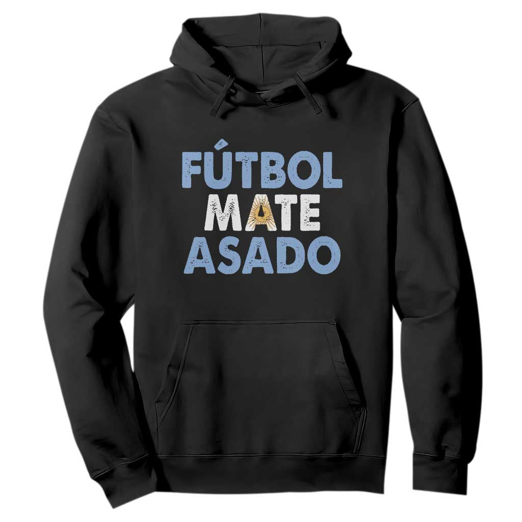 Futbol Mate Asado Argentina Soccer Fan Hoodie Argentinian Flag Pride Vintage Football Lovers TS10 Black Print Your Wear
