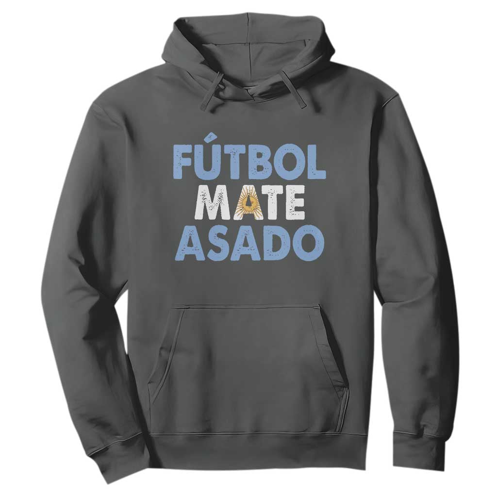Futbol Mate Asado Argentina Soccer Fan Hoodie Argentinian Flag Pride Vintage Football Lovers TS10 Dark Heather Print Your Wear