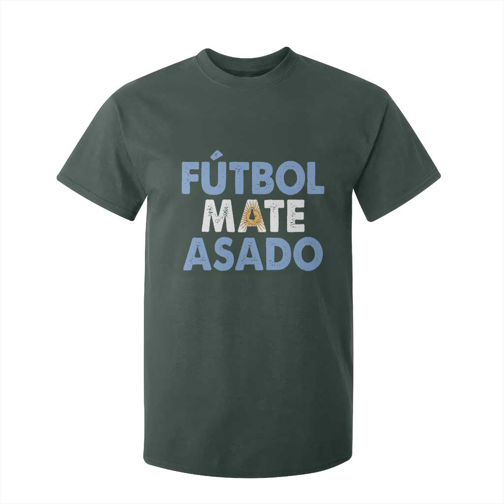 Futbol Mate Asado Argentina Soccer Fan T Shirt For Kid Argentinian Flag Pride Vintage Football Lovers TS10 Dark Forest Green Print Your Wear