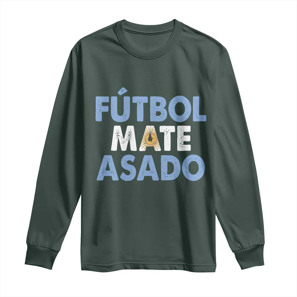 Futbol Mate Asado Argentina Soccer Fan Long Sleeve Shirt Argentinian Flag Pride Vintage Football Lovers TS10 Dark Forest Green Print Your Wear