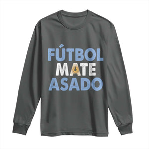 Futbol Mate Asado Argentina Soccer Fan Long Sleeve Shirt Argentinian Flag Pride Vintage Football Lovers TS10 Dark Heather Print Your Wear