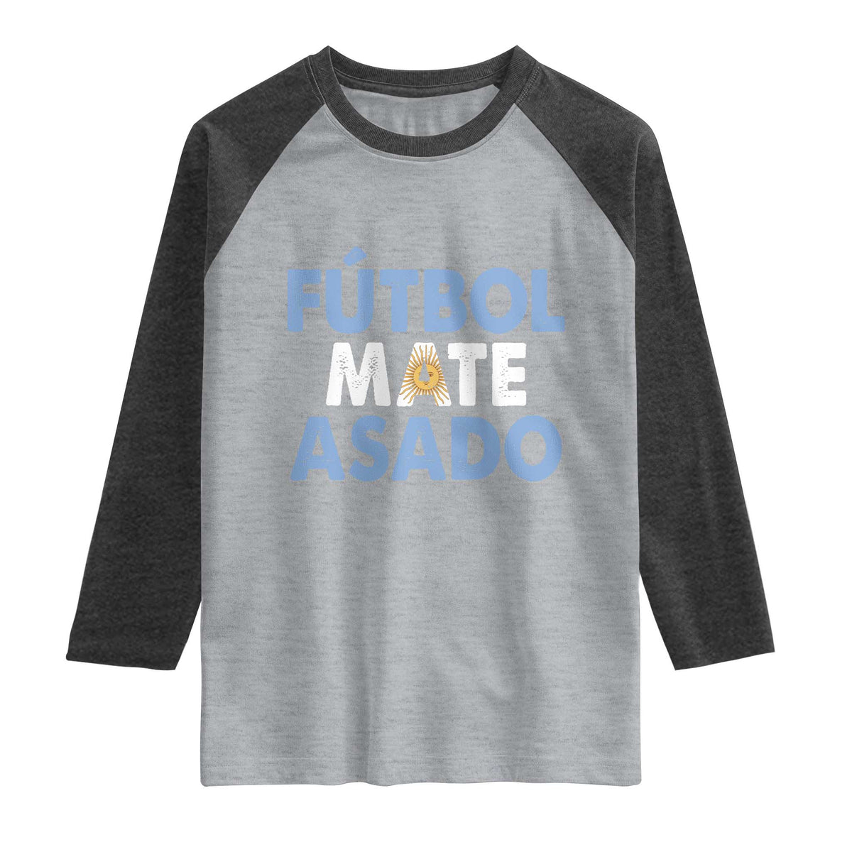 Futbol Mate Asado Argentina Soccer Fan Raglan Shirt Argentinian Flag Pride Vintage Football Lovers TS10 Heather Gray Heather Charcoal Print Your Wear