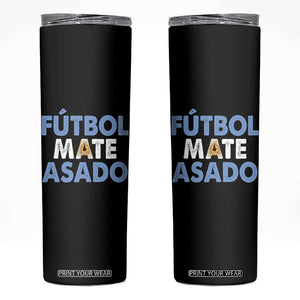 Futbol Mate Asado Argentina Soccer Fan Skinny Tumbler Argentinian Flag Pride Vintage Football Lovers TS10 Black Print Your Wear