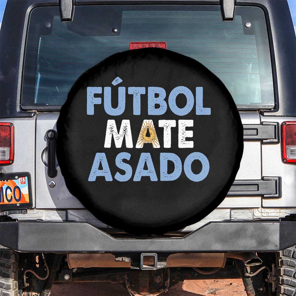 Futbol Mate Asado Argentina Soccer Fan Spare Tire Cover Argentinian Flag Pride Vintage Football Lovers TS10 No hole Black Print Your Wear
