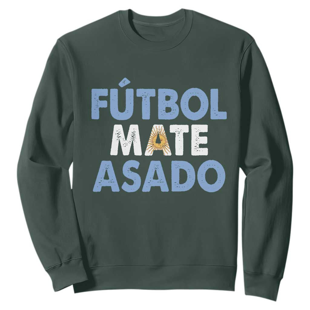 Futbol Mate Asado Argentina Soccer Fan Sweatshirt Argentinian Flag Pride Vintage Football Lovers TS10 Dark Forest Green Print Your Wear