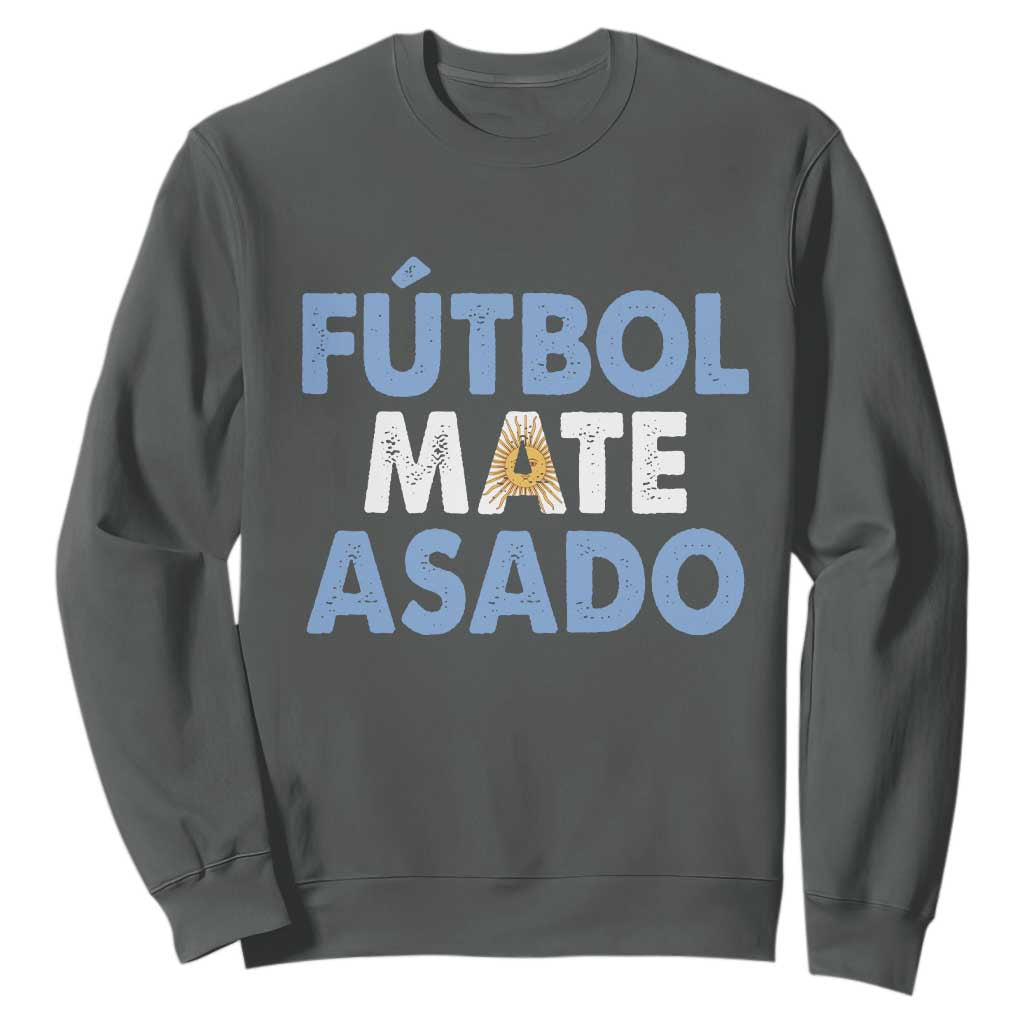 Futbol Mate Asado Argentina Soccer Fan Sweatshirt Argentinian Flag Pride Vintage Football Lovers TS10 Dark Heather Print Your Wear