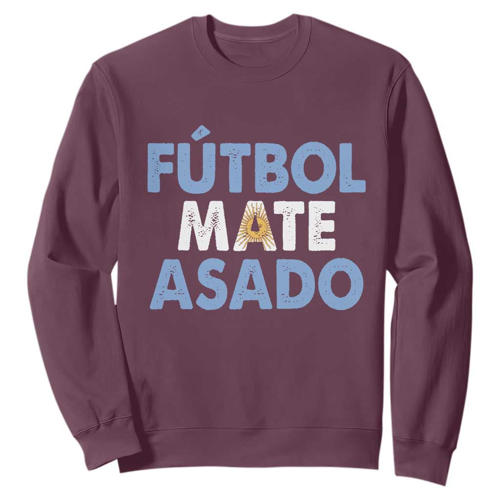 Futbol Mate Asado Argentina Soccer Fan Sweatshirt Argentinian Flag Pride Vintage Football Lovers TS10 Maroon Print Your Wear