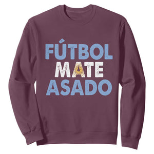 Futbol Mate Asado Argentina Soccer Fan Sweatshirt Argentinian Flag Pride Vintage Football Lovers TS10 Maroon Print Your Wear