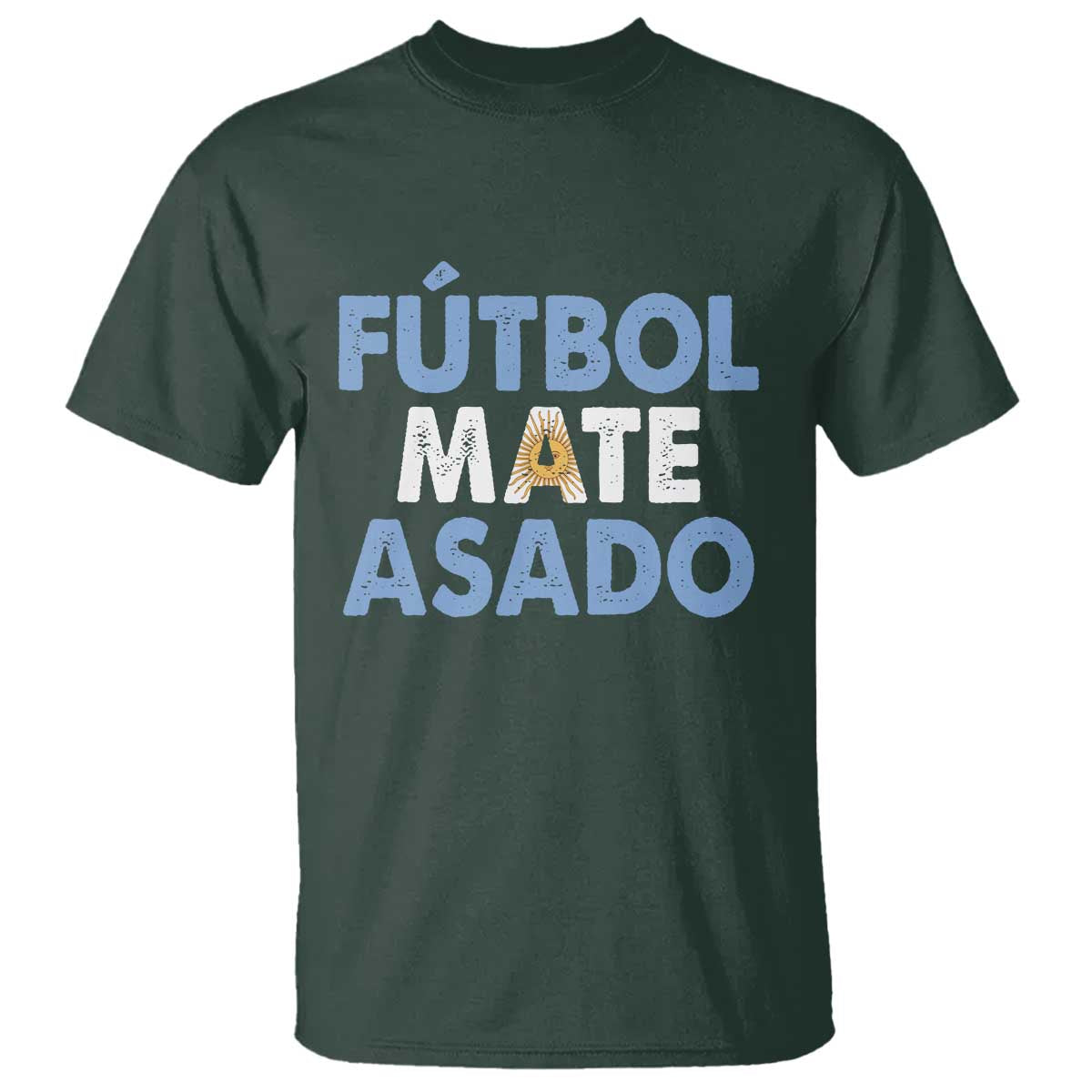 Futbol Mate Asado Argentina Soccer Fan T Shirt Argentinian Flag Pride Vintage Football Lovers TS10 Dark Forest Green Print Your Wear