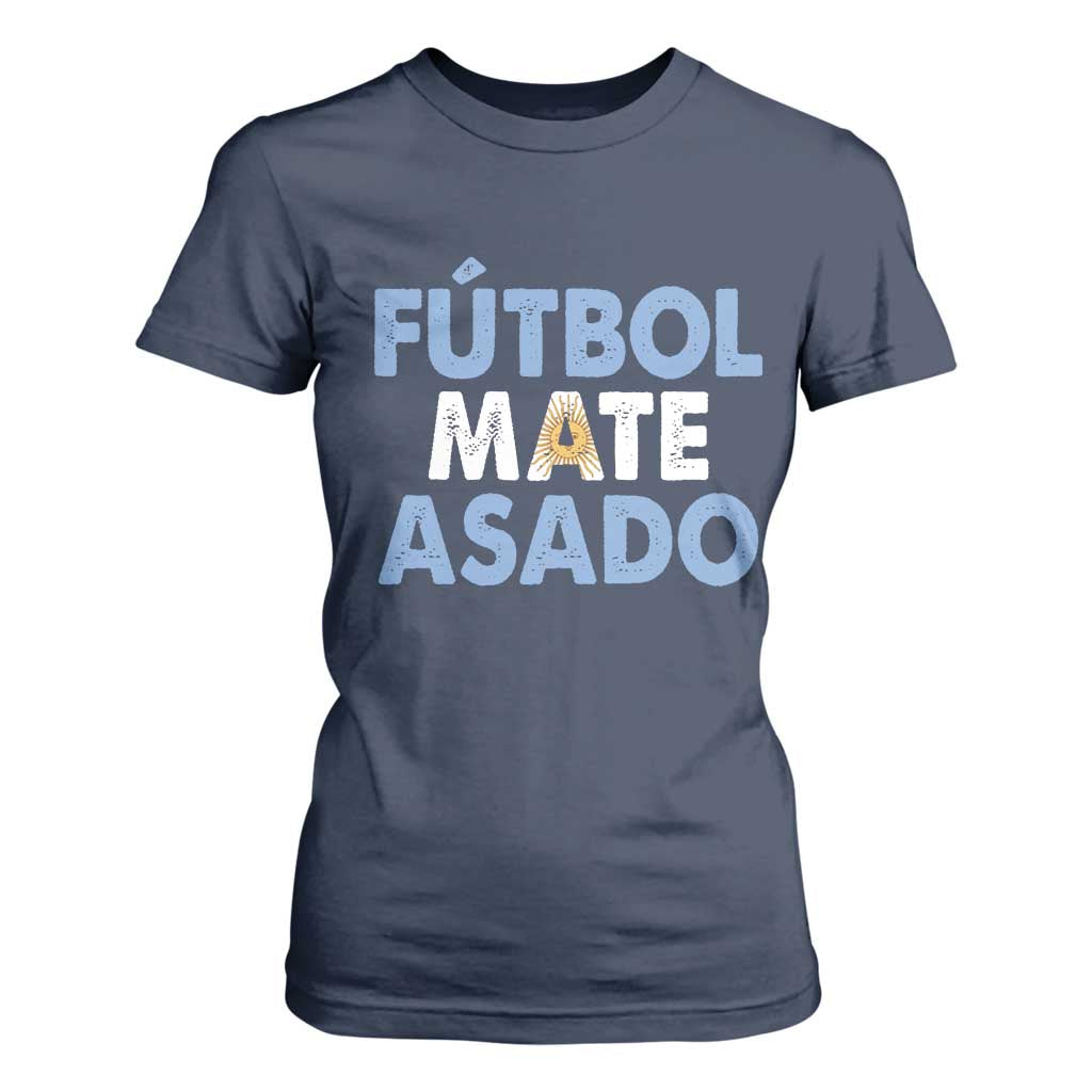 Futbol Mate Asado Argentina Soccer Fan T Shirt For Women Argentinian Flag Pride Vintage Football Lovers TS10 Navy Print Your Wear