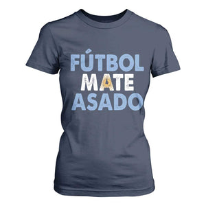Futbol Mate Asado Argentina Soccer Fan T Shirt For Women Argentinian Flag Pride Vintage Football Lovers TS10 Navy Print Your Wear
