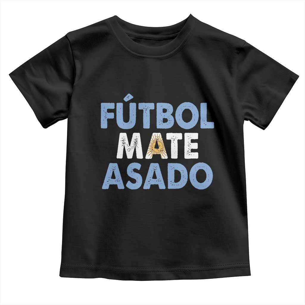 Futbol Mate Asado Argentina Soccer Fan Toddler T Shirt Argentinian Flag Pride Vintage Football Lovers TS10 Black Print Your Wear