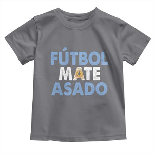 Futbol Mate Asado Argentina Soccer Fan Toddler T Shirt Argentinian Flag Pride Vintage Football Lovers TS10 Charcoal Print Your Wear