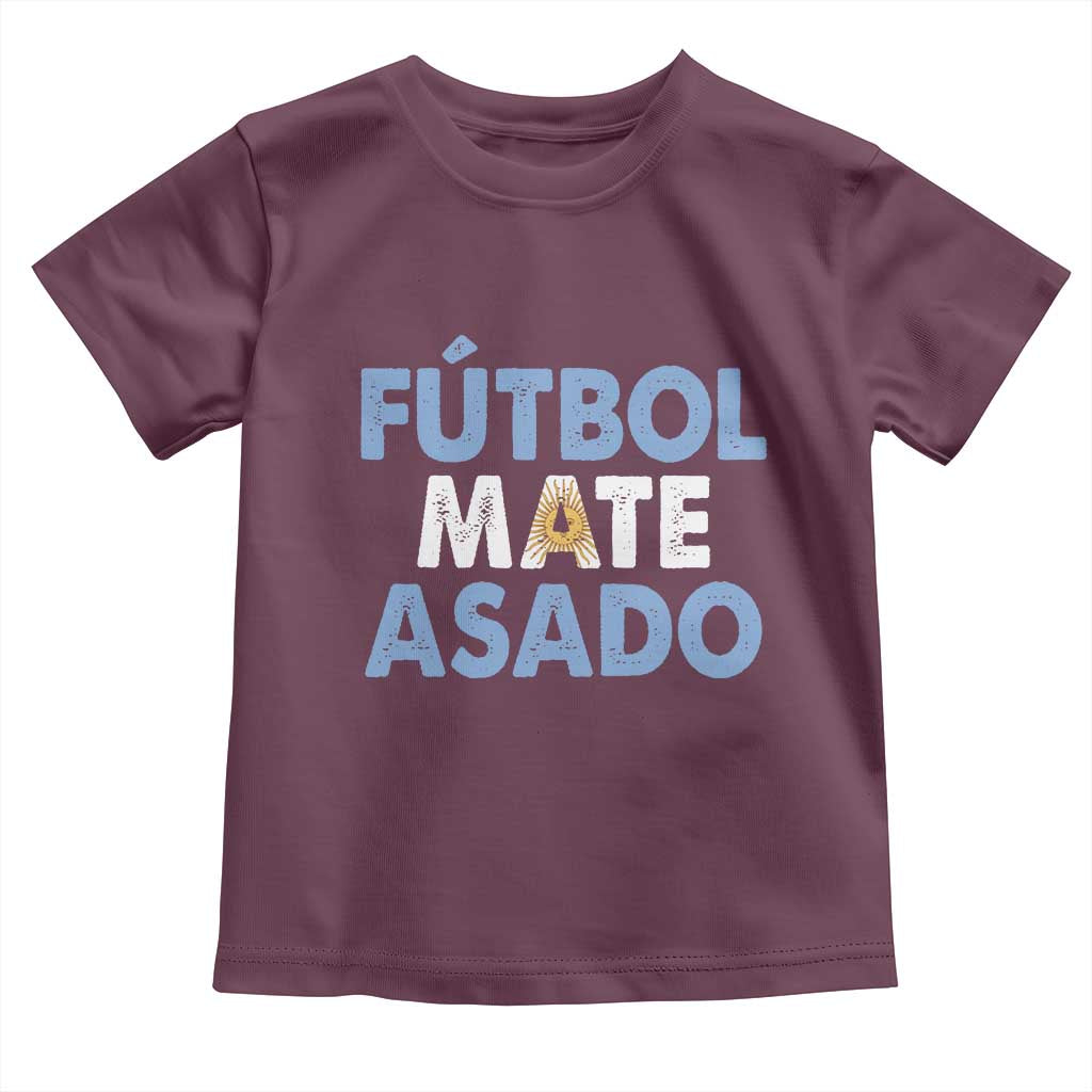 Futbol Mate Asado Argentina Soccer Fan Toddler T Shirt Argentinian Flag Pride Vintage Football Lovers TS10 Maroon Print Your Wear
