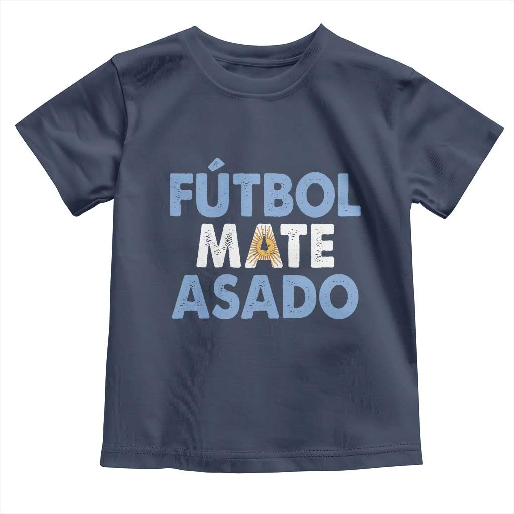 Futbol Mate Asado Argentina Soccer Fan Toddler T Shirt Argentinian Flag Pride Vintage Football Lovers TS10 Navy Print Your Wear