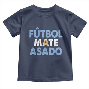 Futbol Mate Asado Argentina Soccer Fan Toddler T Shirt Argentinian Flag Pride Vintage Football Lovers TS10 Navy Print Your Wear