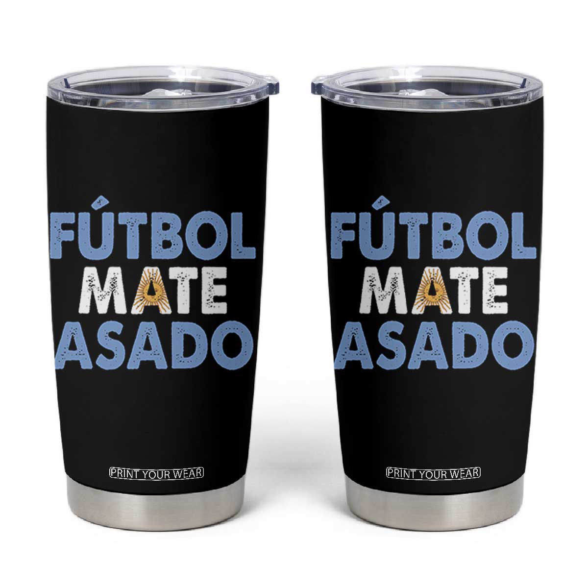 Futbol Mate Asado Argentina Soccer Fan Tumbler Cup Argentinian Flag Pride Vintage Football Lovers TS10 Black Print Your Wear