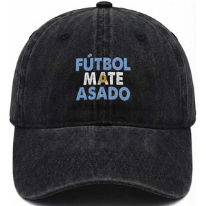 Futbol Mate Asado Argentina Soccer Fan Washed Cotton Baseball Cap Argentinian Flag Pride Vintage Football Lovers TS10 Print Your Wear