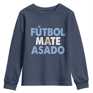 Futbol Mate Asado Argentina Soccer Fan Youth Sweatshirt Argentinian Flag Pride Vintage Football Lovers TS10 Navy Print Your Wear