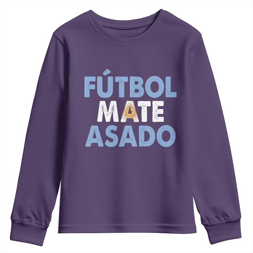 Futbol Mate Asado Argentina Soccer Fan Youth Sweatshirt Argentinian Flag Pride Vintage Football Lovers TS10 Purple Print Your Wear
