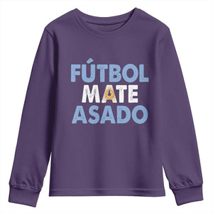 Futbol Mate Asado Argentina Soccer Fan Youth Sweatshirt Argentinian Flag Pride Vintage Football Lovers TS10 Purple Print Your Wear