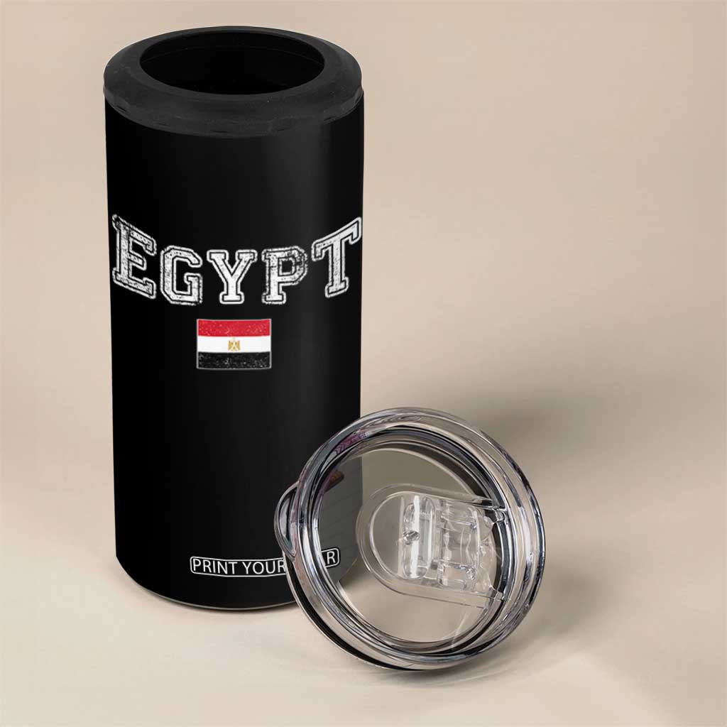 Vintage Egypt 4 in 1 Can Cooler Tumbler Distressed Flag Patriotic Football Fan Pride Gift for Egyptians TS10 Print Your Wear