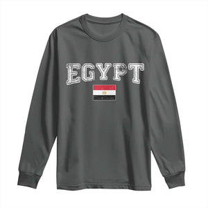 Vintage Egypt Long Sleeve Shirt Distressed Flag Patriotic Football Fan Pride Gift for Egyptians TS10 Dark Heather Print Your Wear
