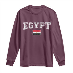 Vintage Egypt Long Sleeve Shirt Distressed Flag Patriotic Football Fan Pride Gift for Egyptians TS10 Maroon Print Your Wear