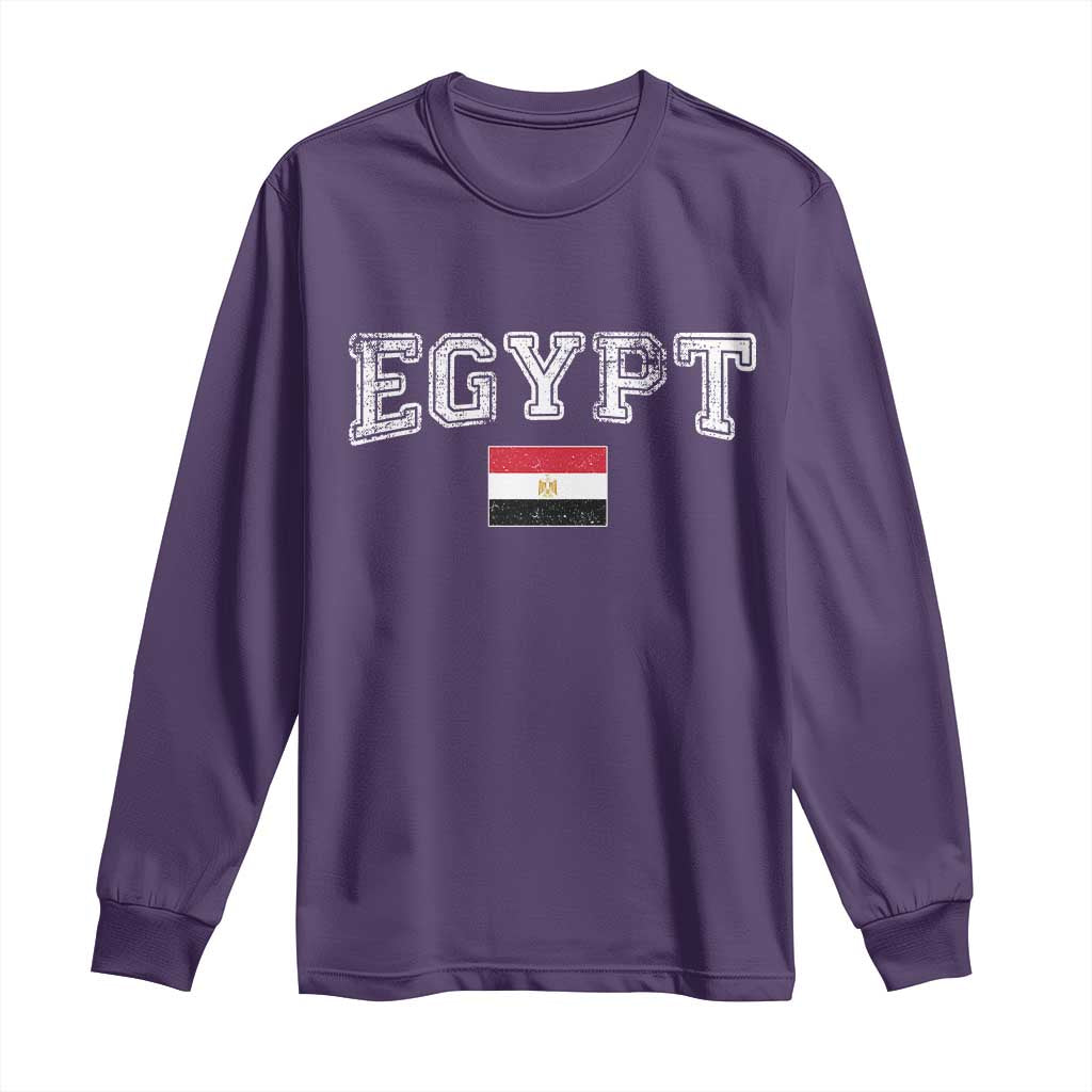 Vintage Egypt Long Sleeve Shirt Distressed Flag Patriotic Football Fan Pride Gift for Egyptians TS10 S Purple Print Your Wear