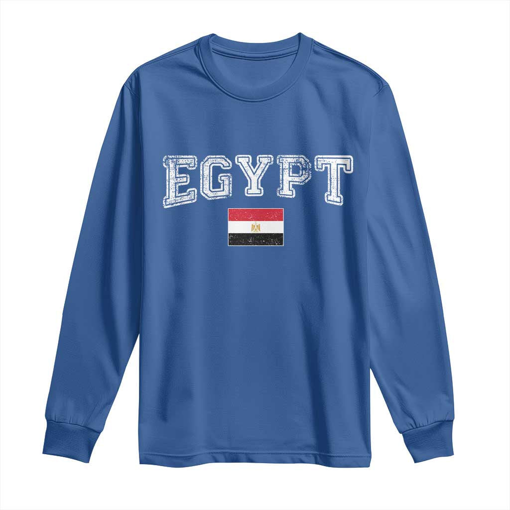 Vintage Egypt Long Sleeve Shirt Distressed Flag Patriotic Football Fan Pride Gift for Egyptians TS10 Royal Blue Print Your Wear
