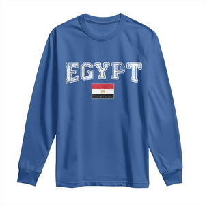 Vintage Egypt Long Sleeve Shirt Distressed Flag Patriotic Football Fan Pride Gift for Egyptians TS10 Royal Blue Print Your Wear