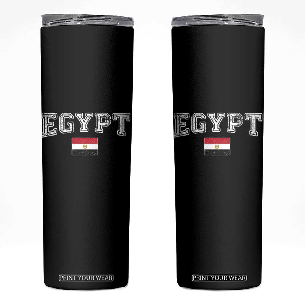 Vintage Egypt Skinny Tumbler Distressed Flag Patriotic Football Fan Pride Gift for Egyptians TS10 Black Print Your Wear