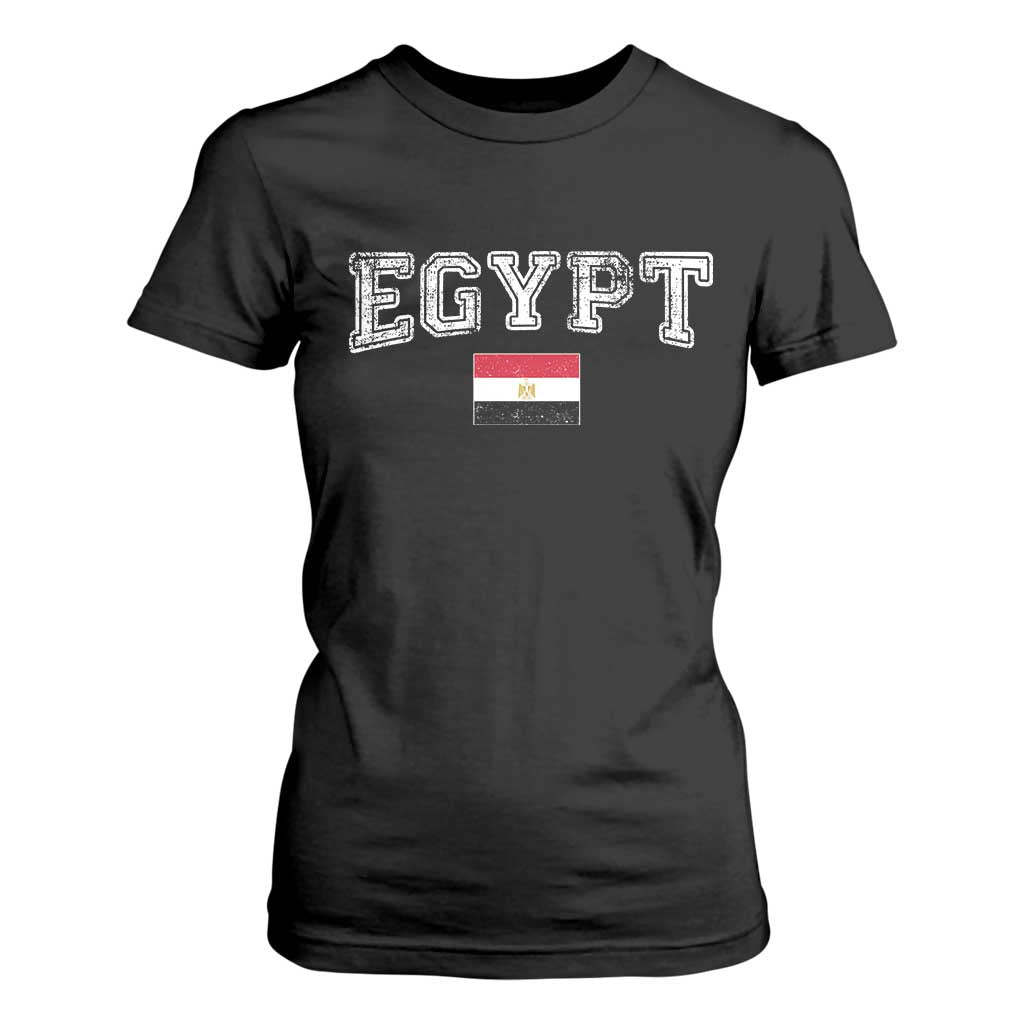 Vintage Egypt T Shirt For Women Distressed Flag Patriotic Football Fan Pride Gift for Egyptians TS10 Black Print Your Wear