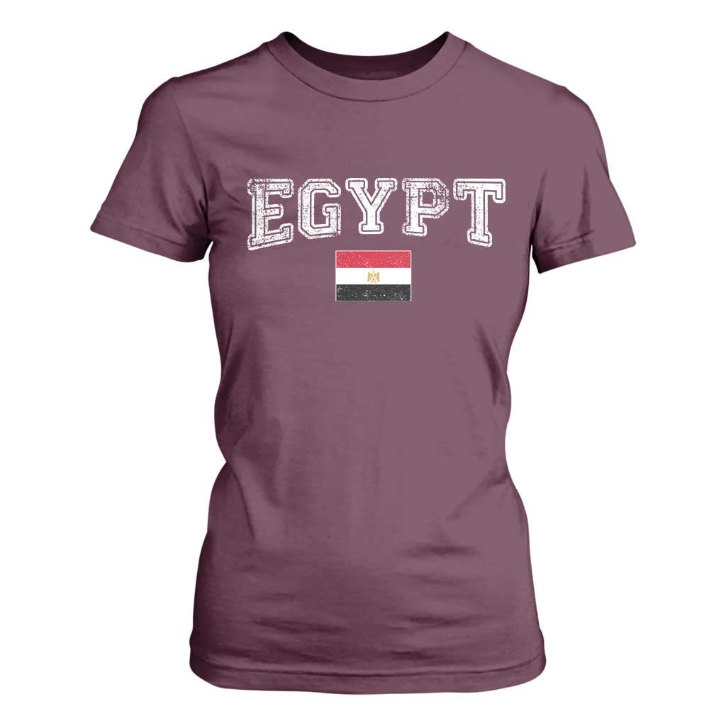 Vintage Egypt T Shirt For Women Distressed Flag Patriotic Football Fan Pride Gift for Egyptians TS10 Maroon Print Your Wear