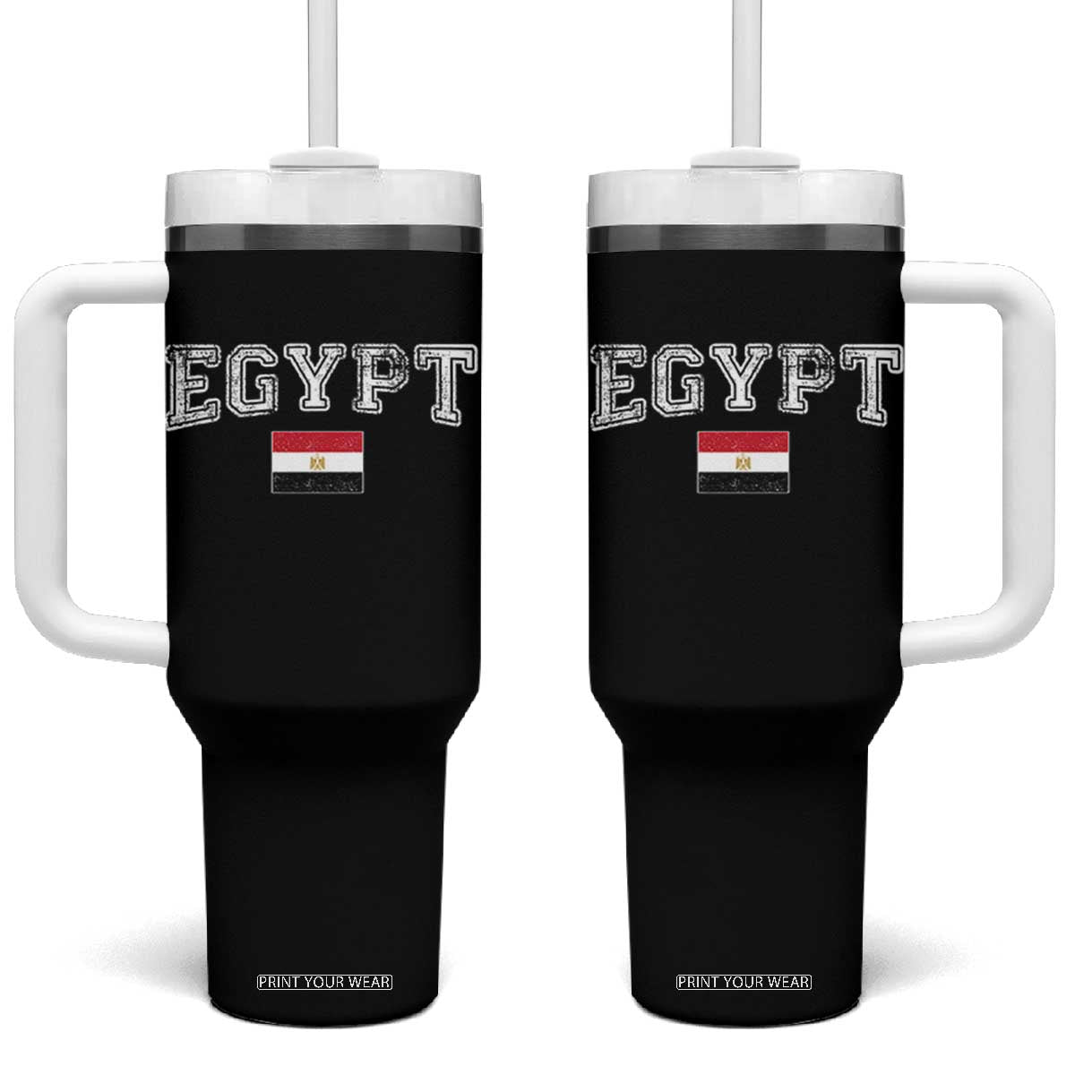 Vintage Egypt Tumbler With Handle Distressed Flag Patriotic Football Fan Pride Gift for Egyptians TS10 One Size: 40 oz Black Print Your Wear