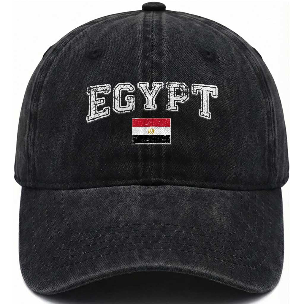 Vintage Egypt Washed Cotton Baseball Cap Distressed Flag Patriotic Football Fan Pride Gift for Egyptians TS10 Print Your Wear