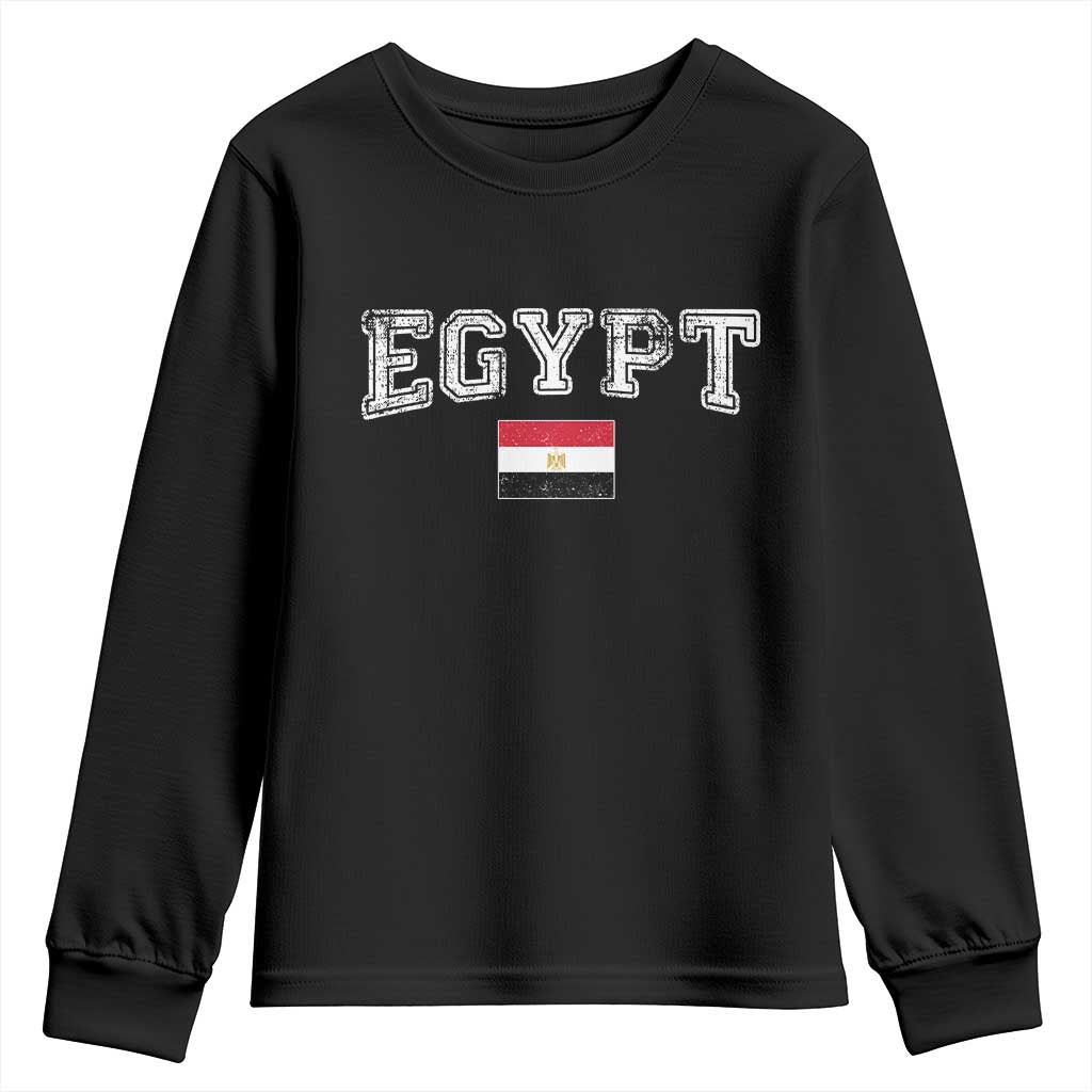 Vintage Egypt Youth Sweatshirt Distressed Flag Patriotic Football Fan Pride Gift for Egyptians TS10 Black Print Your Wear