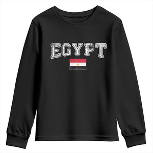 Vintage Egypt Youth Sweatshirt Distressed Flag Patriotic Football Fan Pride Gift for Egyptians TS10 Black Print Your Wear