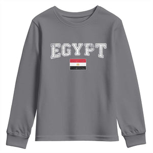 Vintage Egypt Youth Sweatshirt Distressed Flag Patriotic Football Fan Pride Gift for Egyptians TS10 Charcoal Print Your Wear