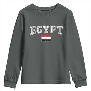 Vintage Egypt Youth Sweatshirt Distressed Flag Patriotic Football Fan Pride Gift for Egyptians TS10 Dark Heather Print Your Wear
